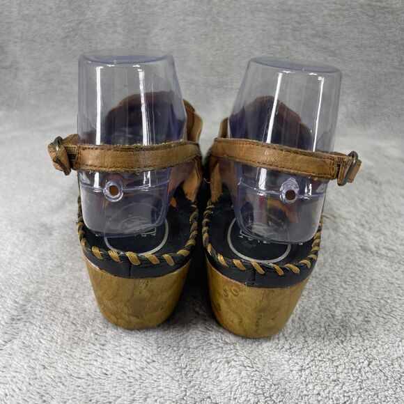 Ariat Sandals Womens Size 9B Del Ray Leather Wood Heels Black Brown 10007643 - Picture 3 of 16